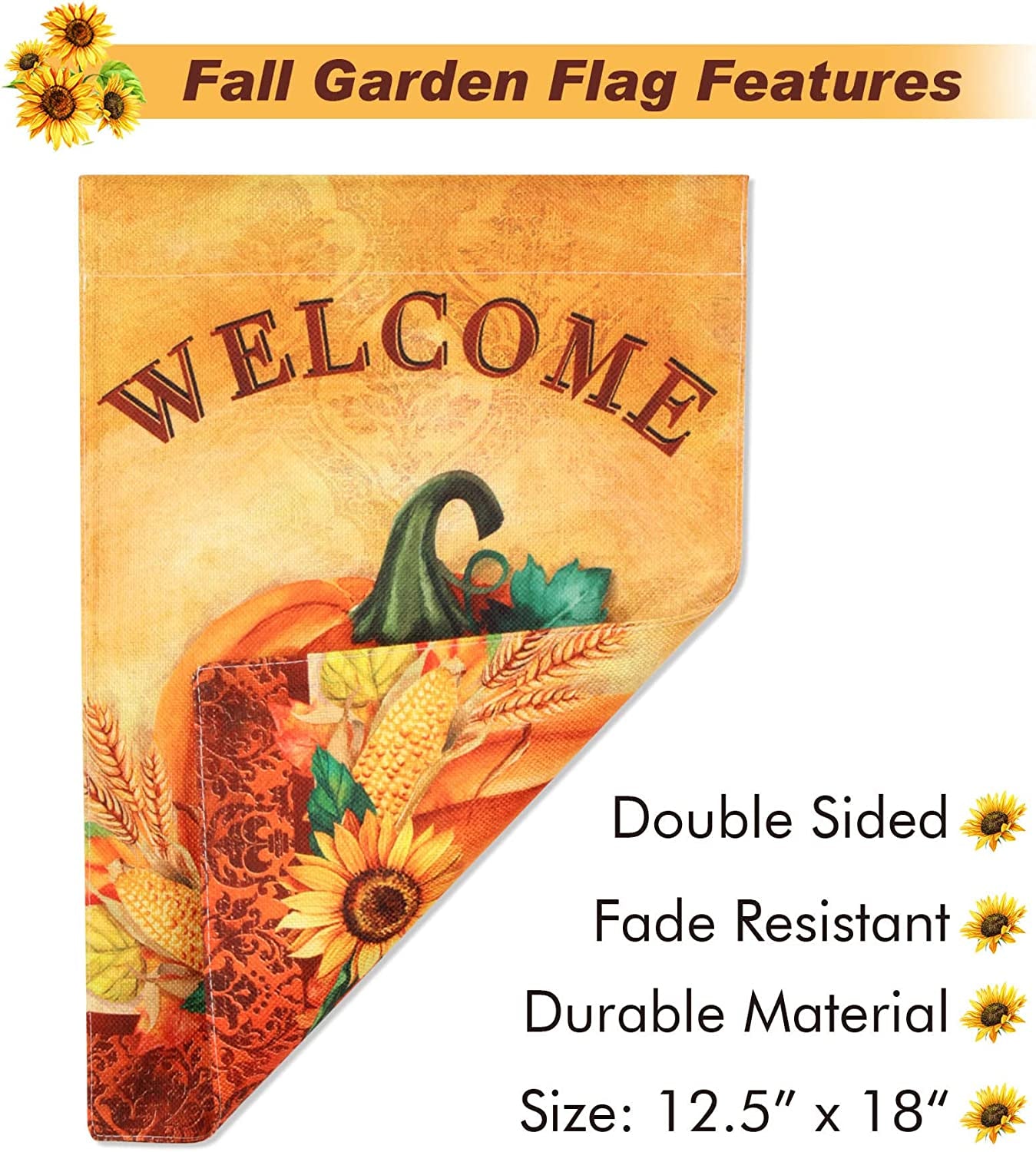 Fall Harvest Pumpkin Welcome Garden Flag